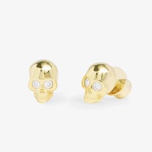 Melinda Maria Gold Skull Studs with Diamondette Eyes